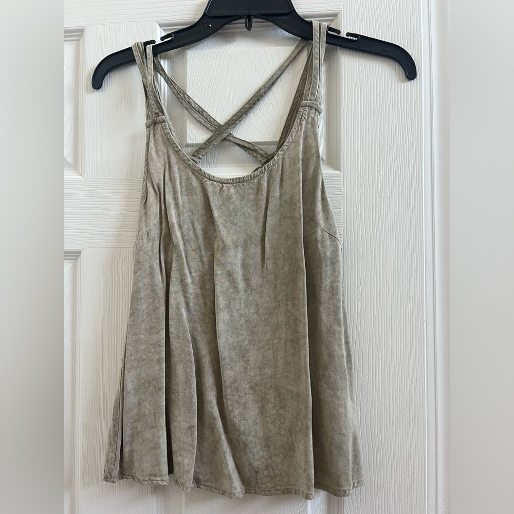Tan/Grey tank with unique crosses/strap detailing